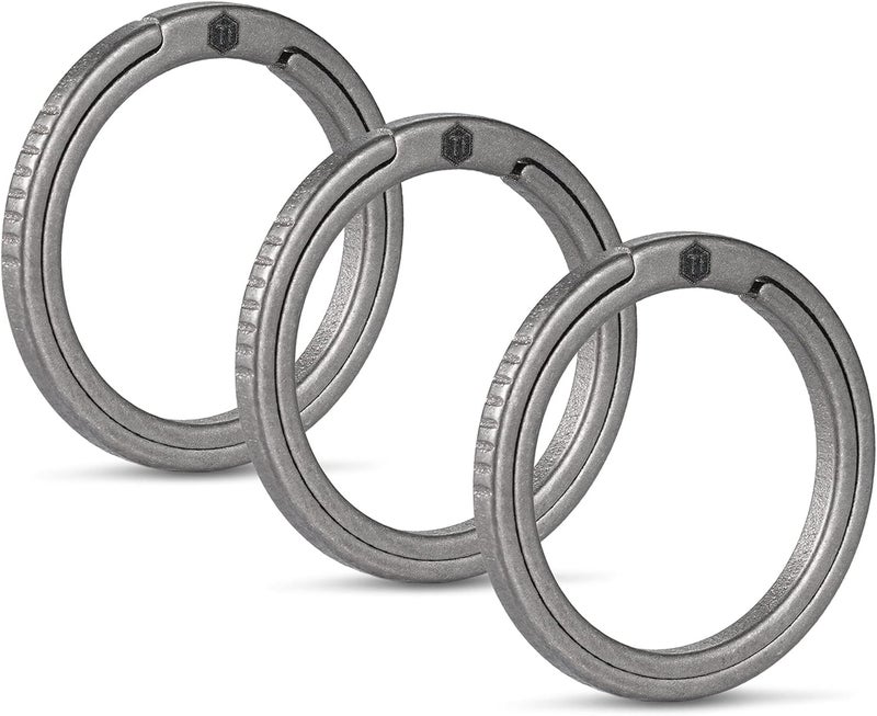 KeyUnity KA09 Titanium Key Ring Key Ring Set 3-Piece 33/25/17.5 mm Key Ring Split Ring with Side Pressure Key Ring Connector for Carabiners, Torches (3M) - Image 1