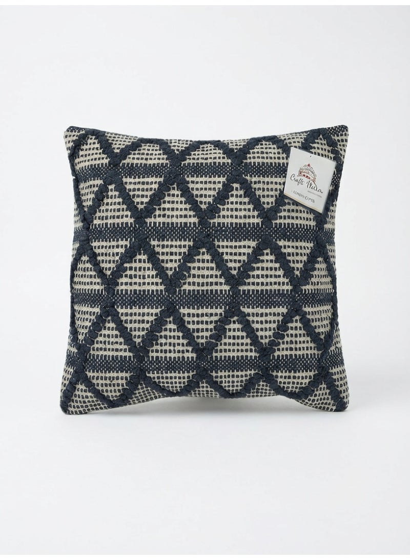 Ambrosia غطاء وسادة قطن هاندلوم سيلينا (مجموعة من 2) Navy – 45 × 45 سم - Image 1