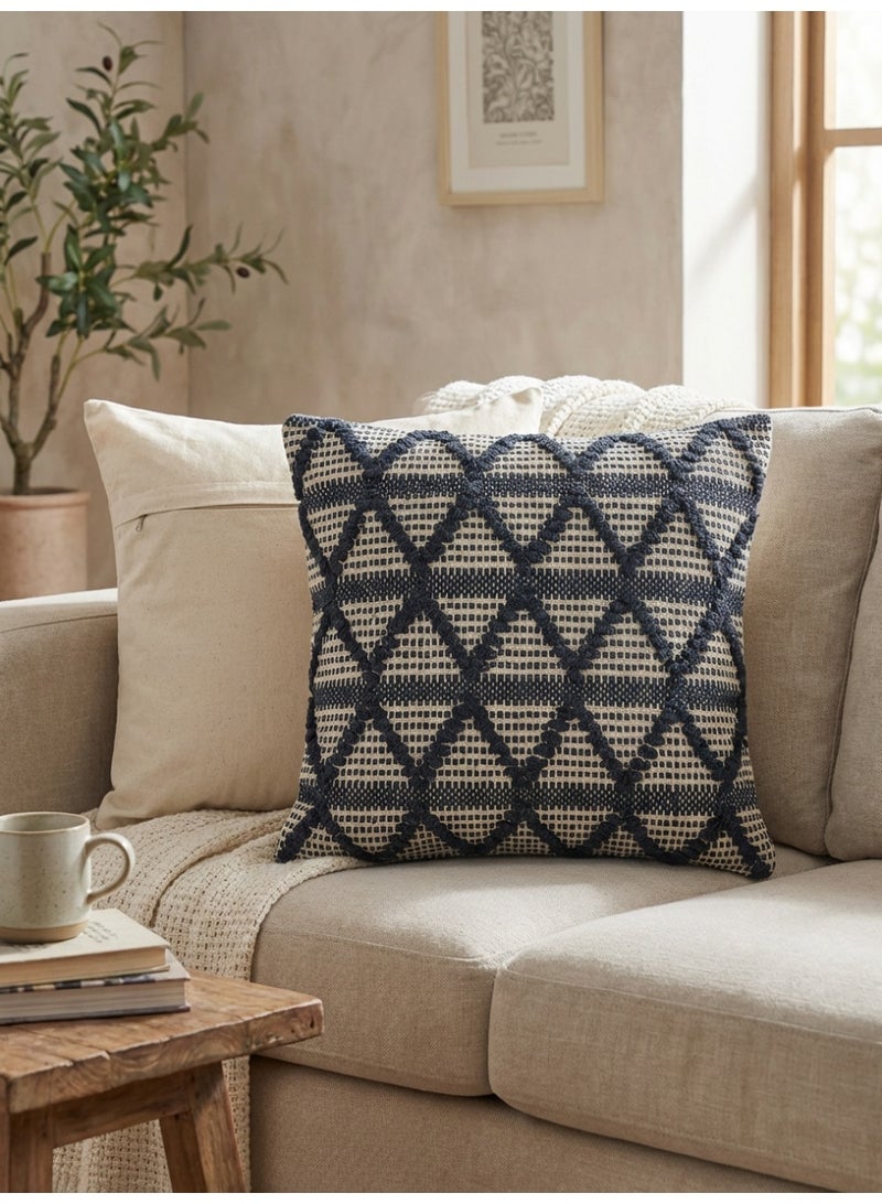 Ambrosia غطاء وسادة قطن هاندلوم سيلينا (مجموعة من 2) Navy – 45 × 45 سم - Image 5
