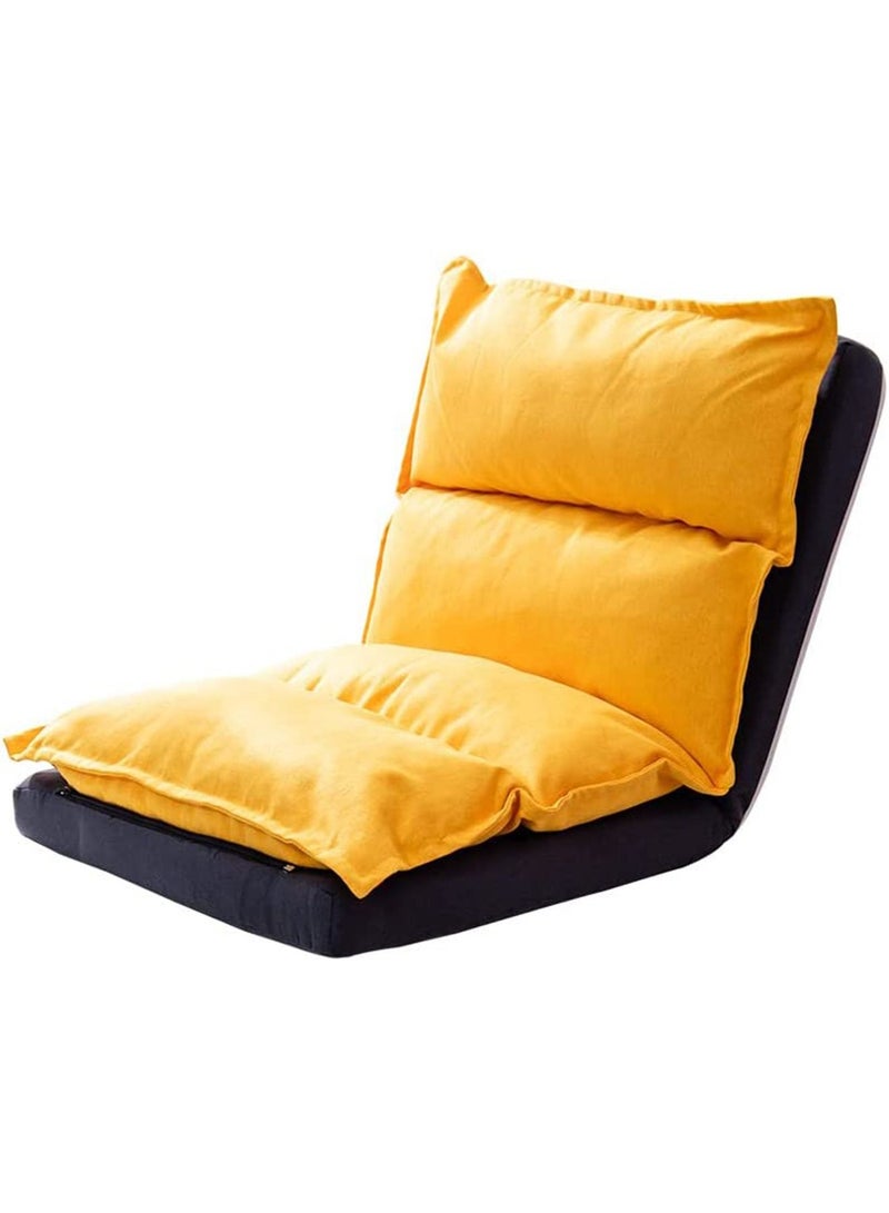 GT-Wheel Floor Chair Adjustable 5 Angles Padded Floor Game Seating Back Support Floor Recliner Fold Flat for Meditation, Reading, Watching, Video-Gaming, Adult Kid (Yellow+Black) - Image 1