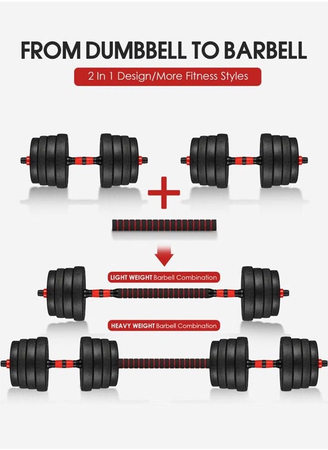 Dumbbell set with adjustable weights 15 kg - with jump rope