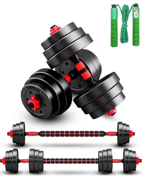 Dumbbell set with adjustable weights 15 kg - with jump rope