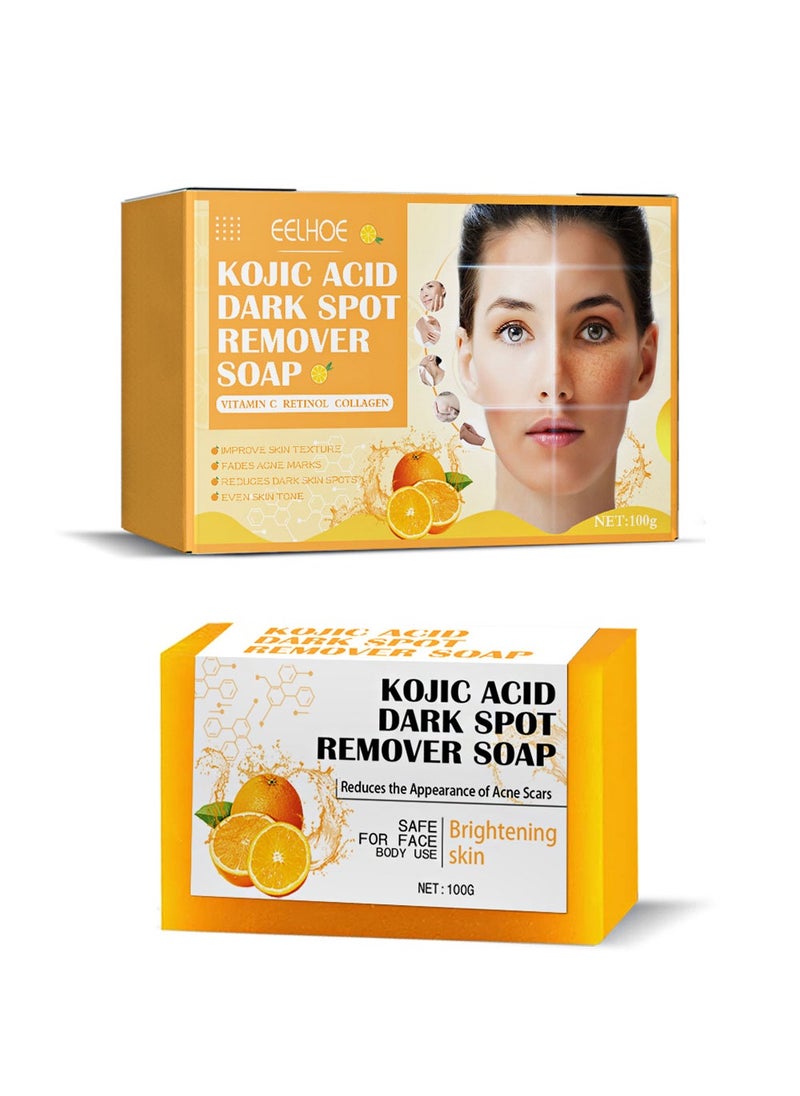 EELHOE Lemon  Kojic Acid Soap-Vitamin C Kojic Acid Soap for Dark Spot and Acne Mark-Improve Skin Texture,Fade Acne Mark , Reduce Dark Spot for Face and Body  - Image 1