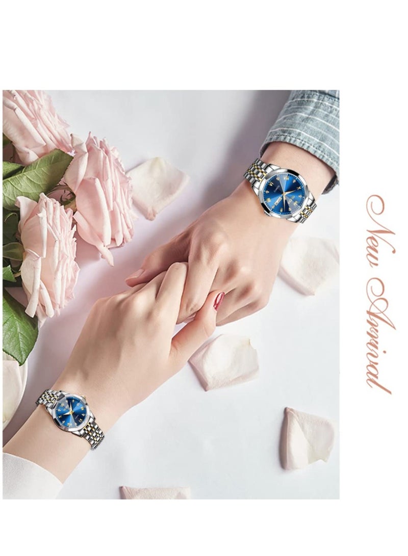 OLEVS Couple Set Business Analog Quartz Men and Women Stainless Steel Waterproof Luminous Date Watch 2906 - Image 2