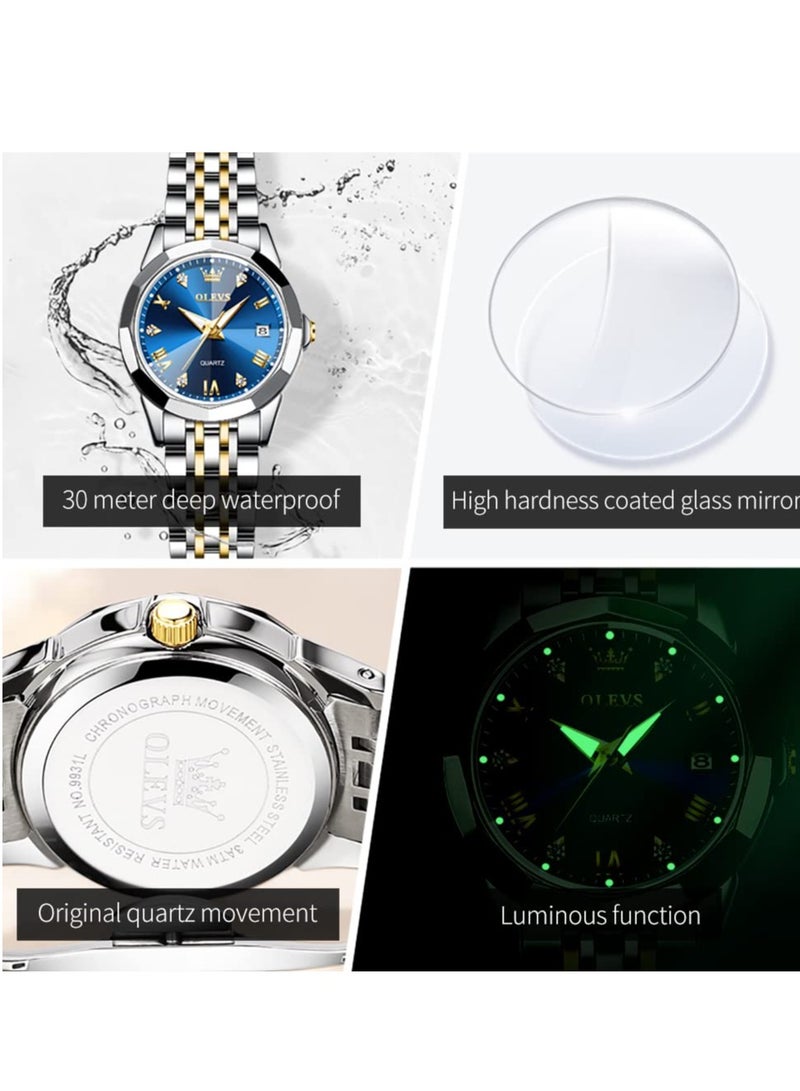 OLEVS Couple Set Business Analog Quartz Men and Women Stainless Steel Waterproof Luminous Date Watch 2906 - Image 5