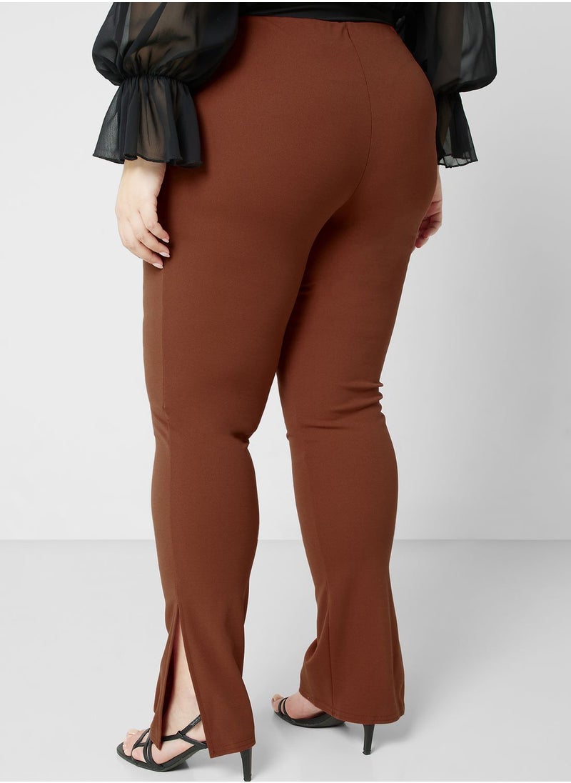 Public Desire Curve - Public Desire Curve Split Flare Trousers In Rust - Image 1