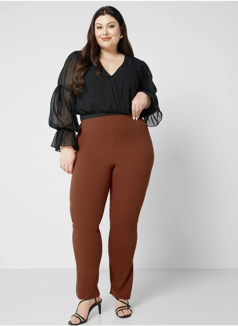 Public Desire Curve Public Desire Curve Split Flare Trousers In Rust