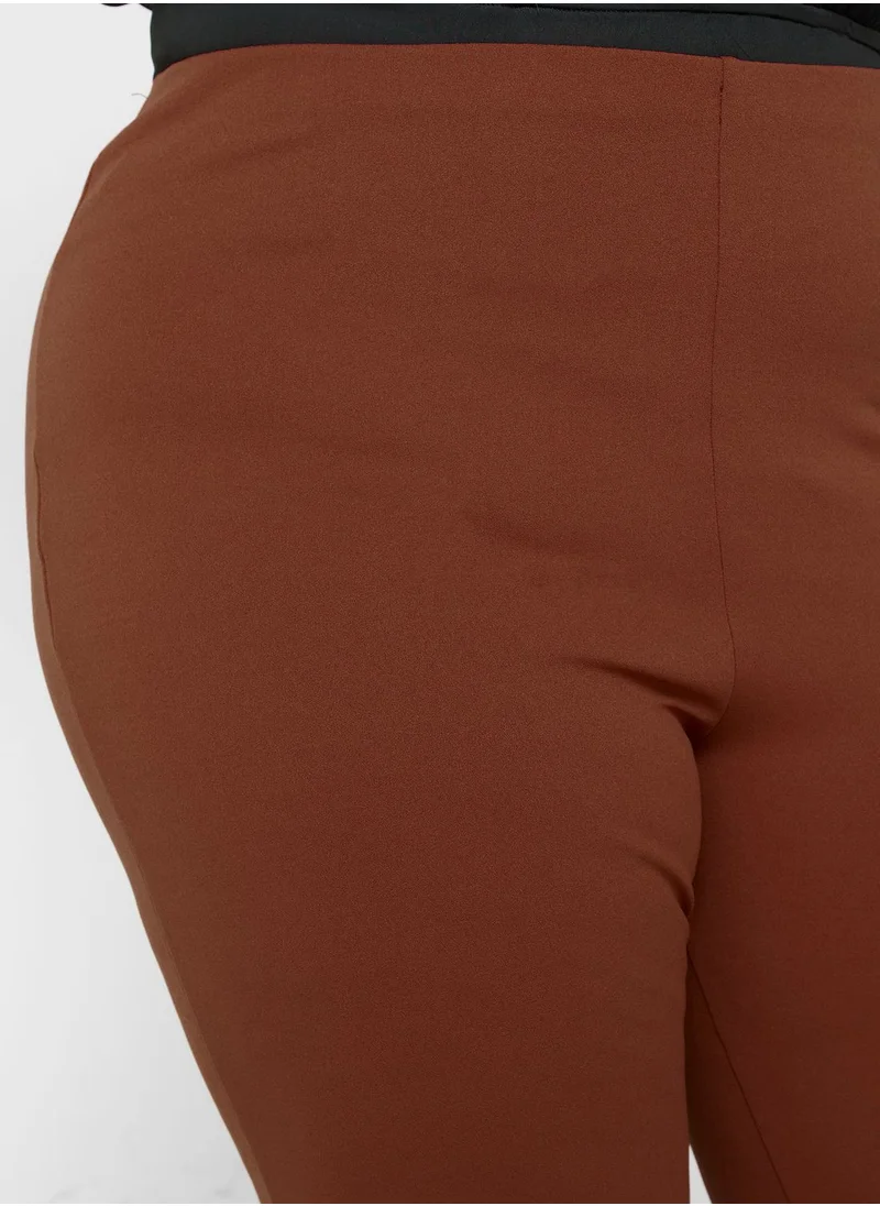 Public Desire Curve Public Desire Curve Split Flare Trousers In Rust