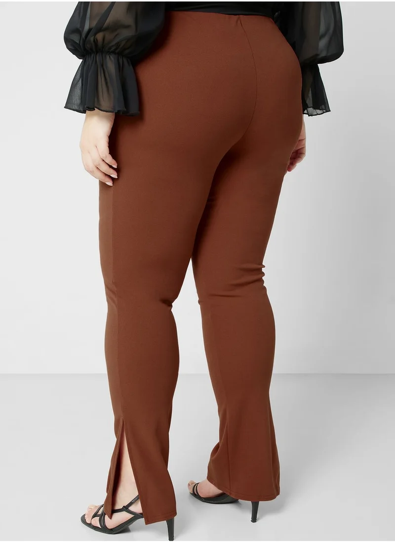 Public Desire Curve Public Desire Curve Split Flare Trousers In Rust