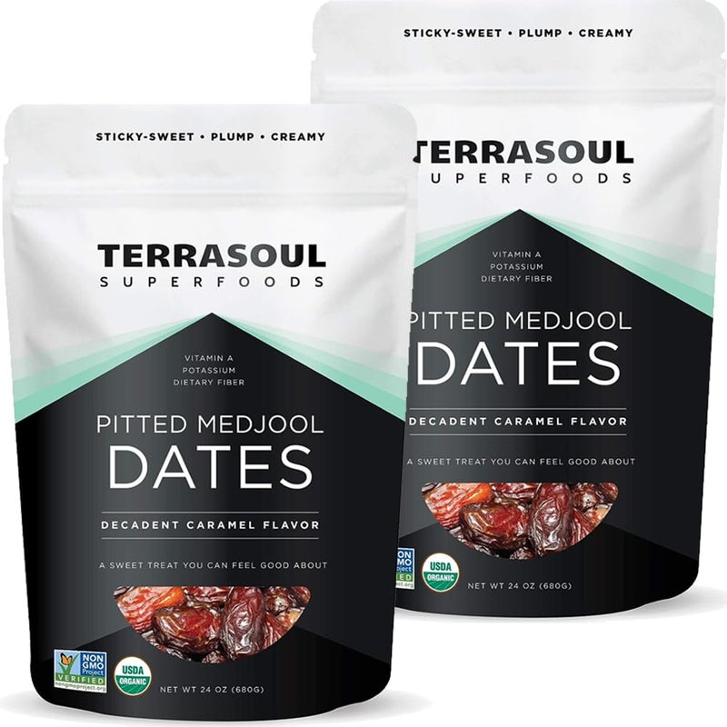 Terrasoul Superfoods Organic Pitted Medjool Dates, 3 Lbs (Pack of 2) - Pits Removed | Soft Chewy Texture | Sweet Caramel Taste - Image 1
