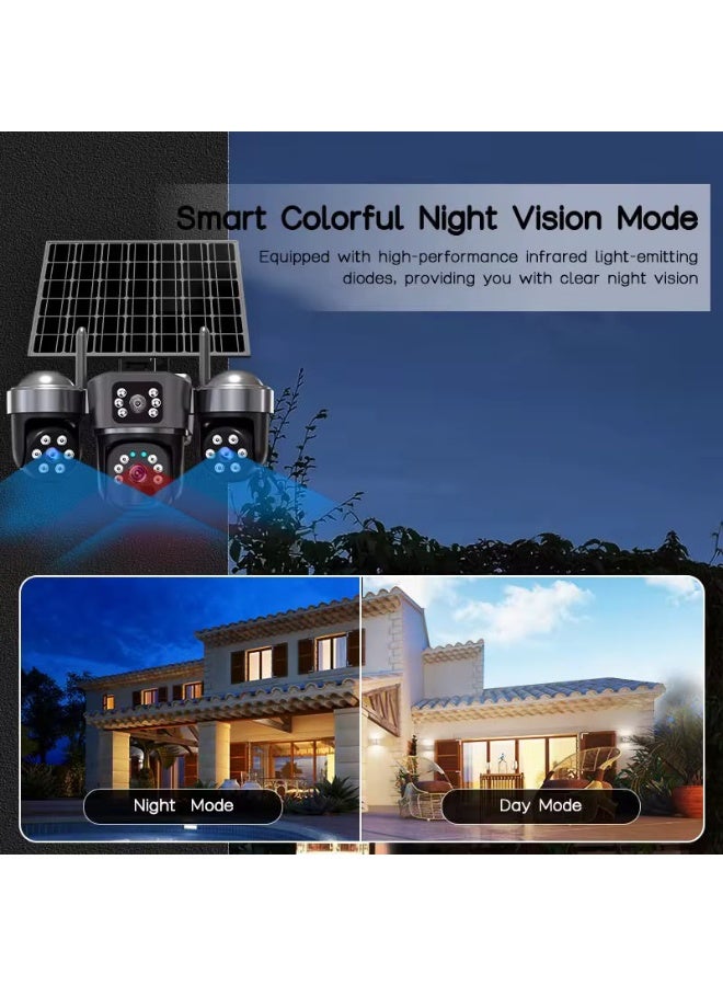 Gulf Trend 4K WiFi Solar Security Camera Triple Lens PTZ Outdoor Surveillance Camera with Dual WiFi, 8W Solar Panel, 8000mAh Rechargeable Battery, AI Motion Detection, Full Color Night Vision, Two-Way Audio, Waterproof, Remote Monitoring for Home & Business - Image 4