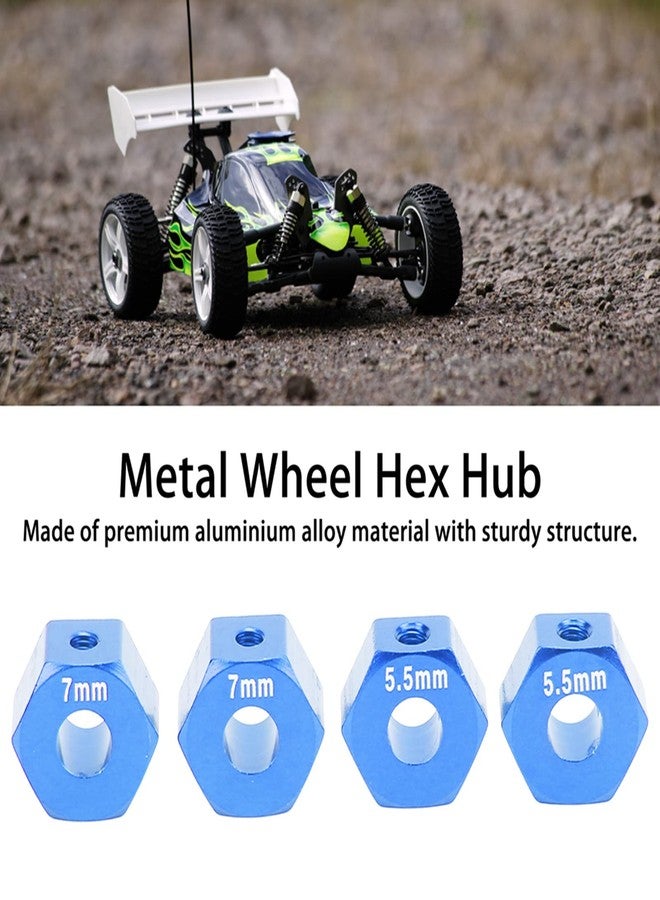plplaaoo Hex Wheel Hubs,4Pcs 14mm RC Model Hex Wheel Hubs, 14mm RC Wheel Hex, 5.5mm 7mm Thickness Accessory Set Kit for Traxxas 1/10 Slash 4x4 Rustler Stampede Slash 2WD (Blue) - Image 3