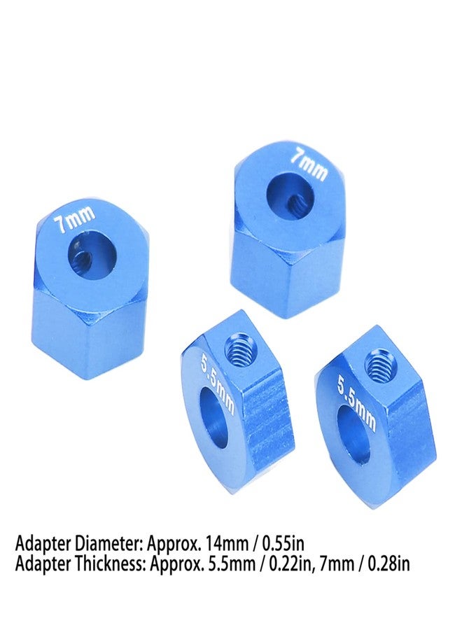 plplaaoo Hex Wheel Hubs,4Pcs 14mm RC Model Hex Wheel Hubs, 14mm RC Wheel Hex, 5.5mm 7mm Thickness Accessory Set Kit for Traxxas 1/10 Slash 4x4 Rustler Stampede Slash 2WD (Blue) - Image 4