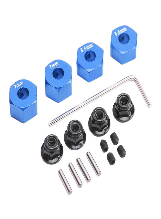 plplaaoo Hex Wheel Hubs,4Pcs 14mm RC Model Hex Wheel Hubs, 14mm RC Wheel Hex, 5.5mm 7mm Thickness Accessory Set Kit for Traxxas 1/10 Slash 4x4 Rustler Stampede Slash 2WD (Blue) - Image 5