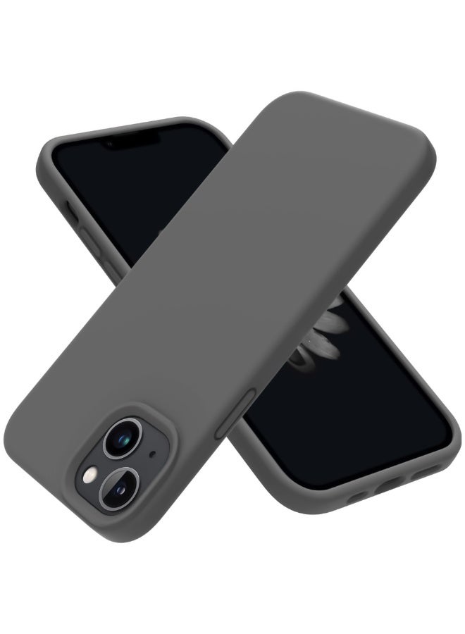 جراب متوافق مع iPhone 14 Plus/15 Plus مقاس 6.7 بوصة، جراب هاتف نحيف من السيليكون السائل بأربع طبقات من المطاط الهلامي الناعم المقاوم للصدمات مع بطانة من الألياف الدقيقة المضادة للخدش (رمادي) - Image 1