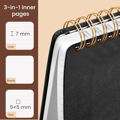 Yoment Small Notebooks 3x5 Leather Pocket Notepad 150 Pages Mini Top Spiral Notebook, 100 GSM Thick Paper, Memo Note Pads for Work School Nursing, Black - Image 4