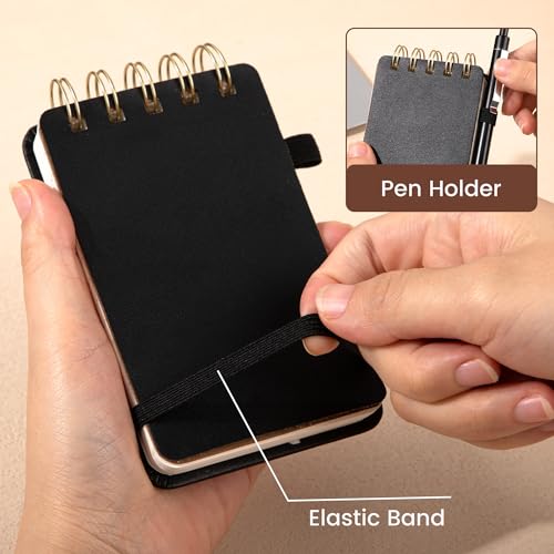 Yoment Small Notebooks 3x5 Leather Pocket Notepad 150 Pages Mini Top Spiral Notebook, 100 GSM Thick Paper, Memo Note Pads for Work School Nursing, Black - Image 5