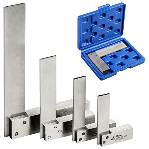 Boomgood Machinist Square Set Engineer Precision Mini Wide Base 90 Degree Right Angle Ruler Hardened Steel 4 Pieces, Silver (BG-0326) - Image 1