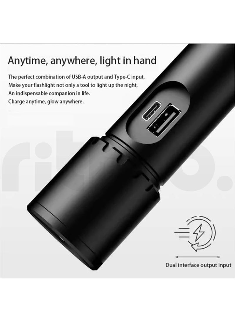 Ritmo Ritmo Traveller Light LED Torch 3500 mAh USBC with 9 Light Modes Red Zoomable Long Working Time Waterproof Torches for Camping Hiking  - Image 2