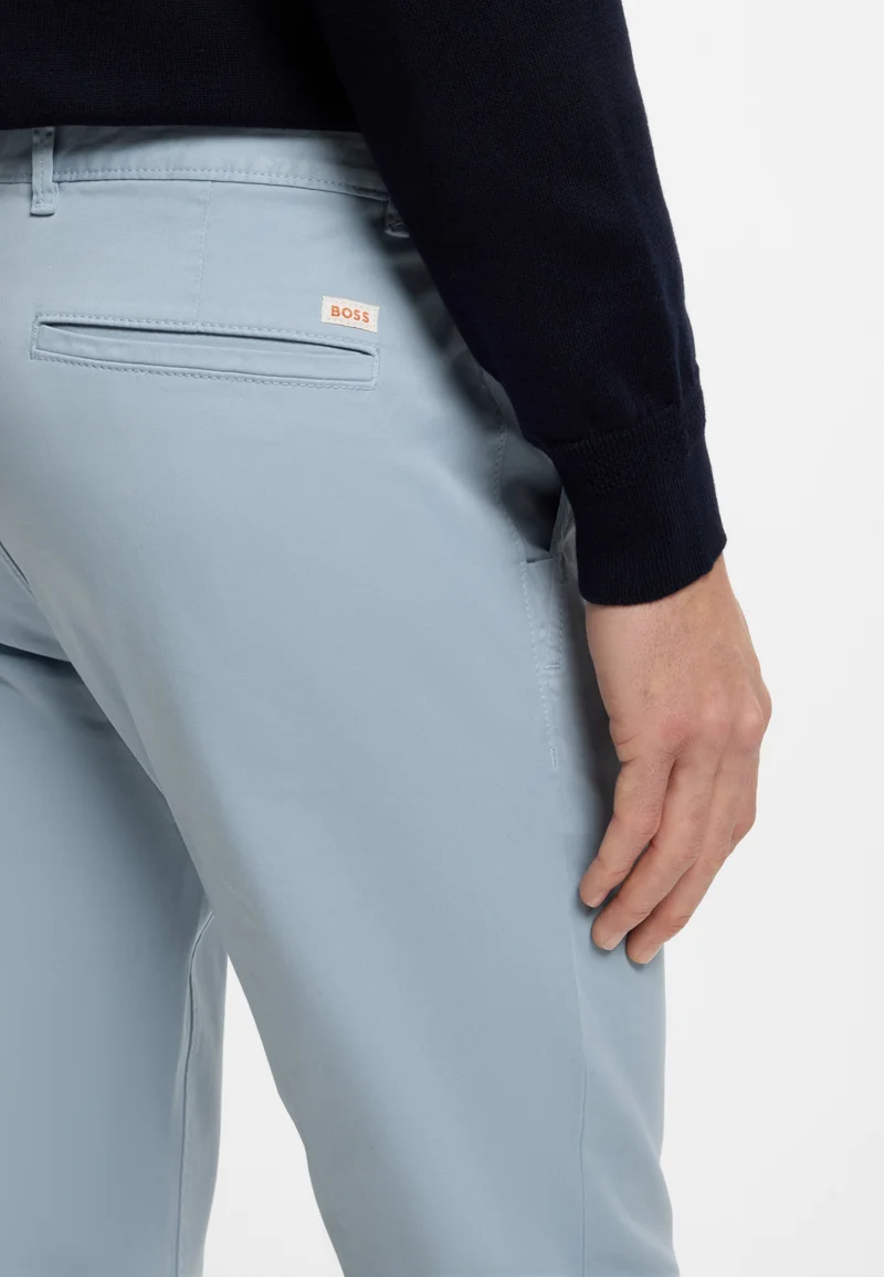BOSS Light Blue Slim-fit chinos in stretch-cotton satin for Men | Best Price UAE