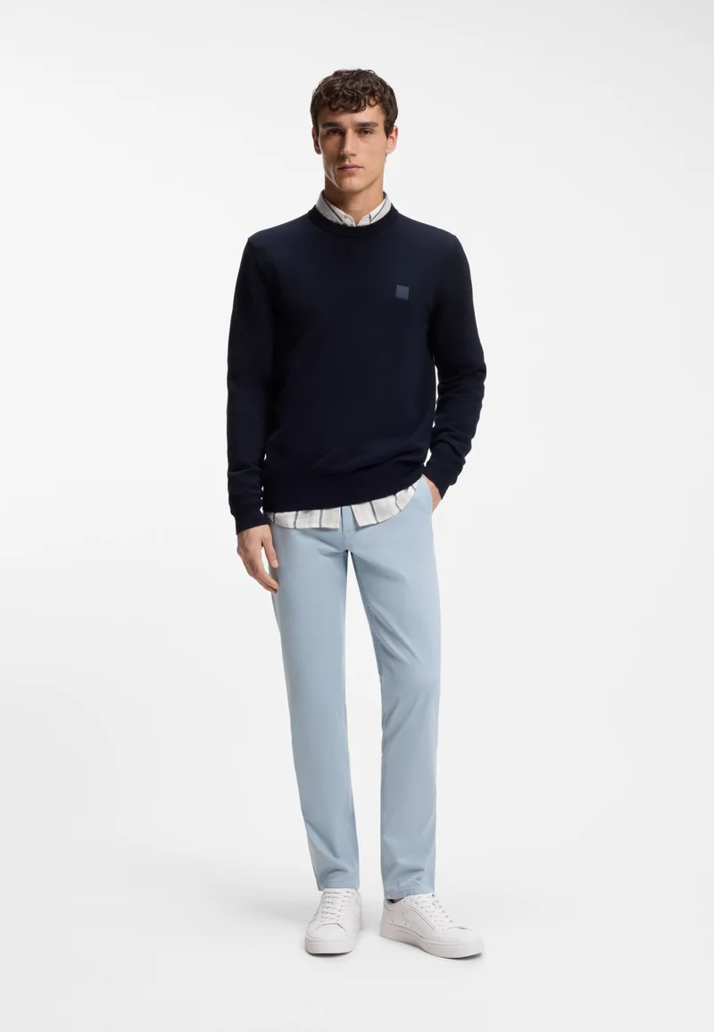 BOSS Light Blue Slim-fit chinos in stretch-cotton satin for Men | Best Price UAE