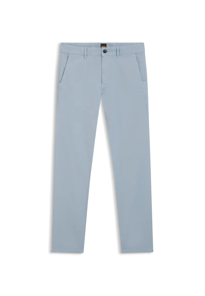 BOSS Light Blue Slim-fit chinos in stretch-cotton satin for Men | Best Price UAE