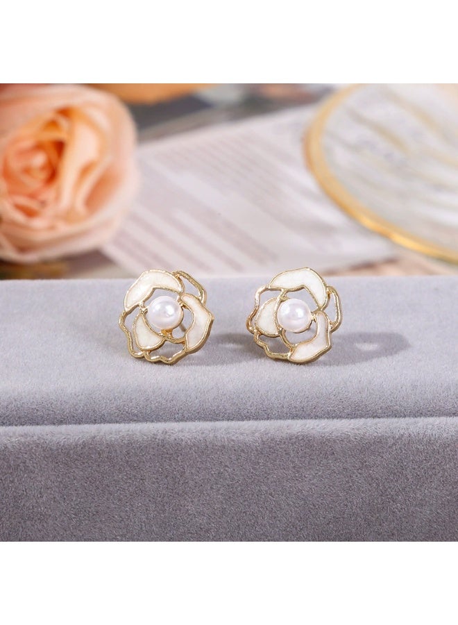 Goolsky French Camellia Pearl Jewelry Set – Elegant 3-Piece Necklace & Earrings for Women, Dainty Luxe Accessories - Image 5