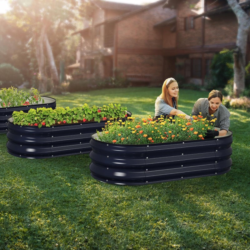 Winpull Raised Garden Bed Kit, 4x2x1 ft Galvanized Planter Box Outdoor with Safety Edging, Large Metal Raised Beds for Gardening Vegetables Flower Herb (Navy Blue) - Image 2
