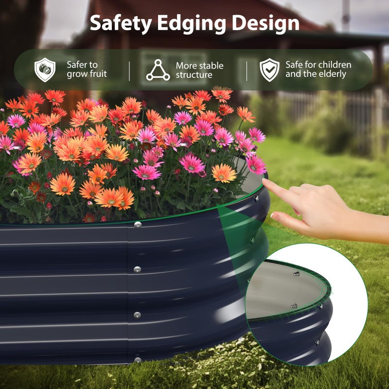 Winpull Raised Garden Bed Kit, 4x2x1 ft Galvanized Planter Box Outdoor with Safety Edging, Large Metal Raised Beds for Gardening Vegetables Flower Herb (Navy Blue) - Image 3