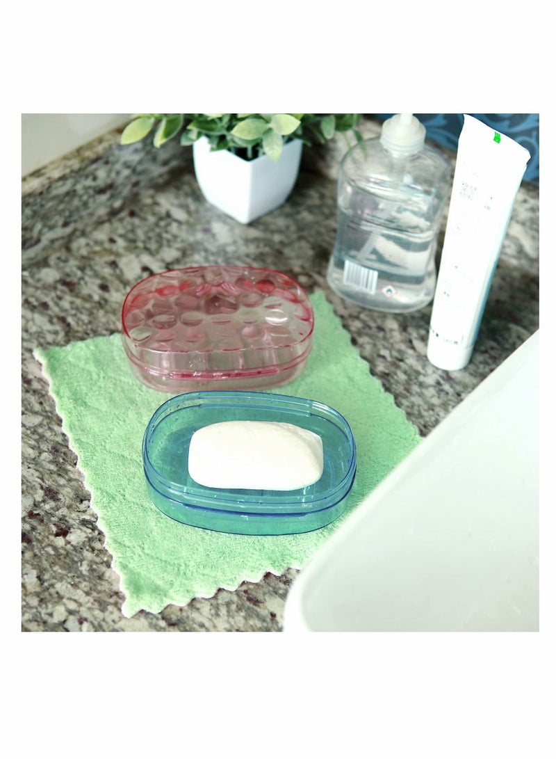KASTWAVE Clear Soap Container Plastic Soap Holder with Lid Extra Large Size Soap Bar Case Soap Box Portable Travel Bar Soap Container for Home Shower Outdoor Camping (4 Pcs, 2 Blue 2 Red) - Image 4
