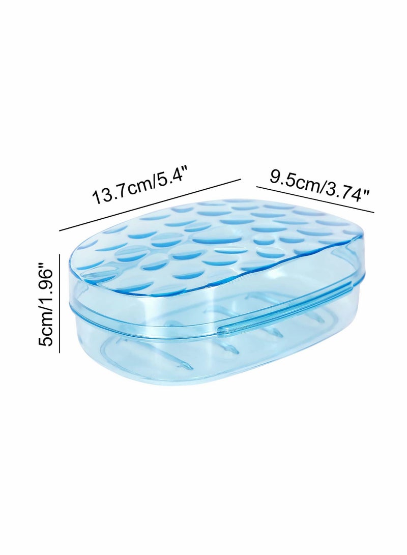 KASTWAVE Clear Soap Container Plastic Soap Holder with Lid Extra Large Size Soap Bar Case Soap Box Portable Travel Bar Soap Container for Home Shower Outdoor Camping (4 Pcs, 2 Blue 2 Red) - Image 2
