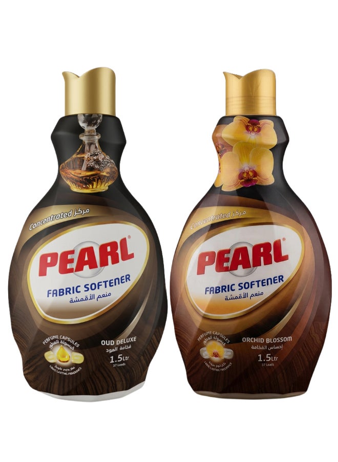 Pearl Fabric Softener Concentrate 2 x 1.5L Promo Pack Oud Deluxe & Orchid Blossom Perfume Capsules Luxury Long Lasting Fragrance 2 x 1.5L, 3 L - Image 1