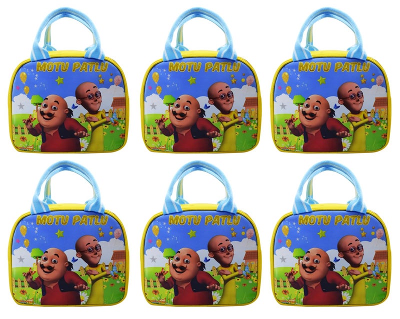 Asera Insulated Lunch Bag for Kids, Tiffin Bag for Office/College/School, Lightweight, Durable Handles, Multiple Pockets (Motu Patlu 6 Pcs) - Image 1