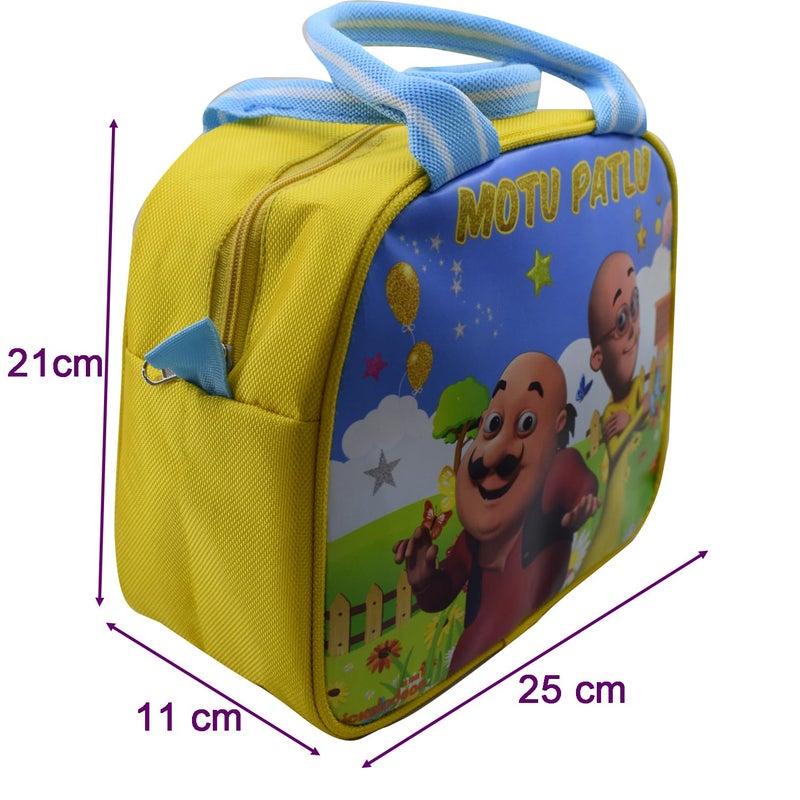 Asera Insulated Lunch Bag for Kids, Tiffin Bag for Office/College/School, Lightweight, Durable Handles, Multiple Pockets (Motu Patlu 6 Pcs) - Image 3