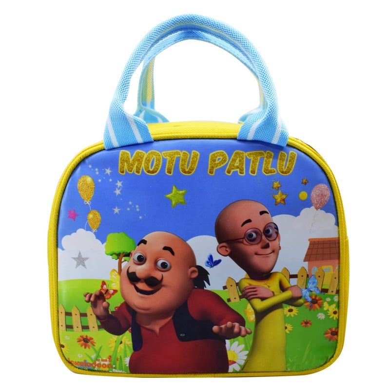 Asera Insulated Lunch Bag for Kids, Tiffin Bag for Office/College/School, Lightweight, Durable Handles, Multiple Pockets (Motu Patlu 6 Pcs) - Image 4