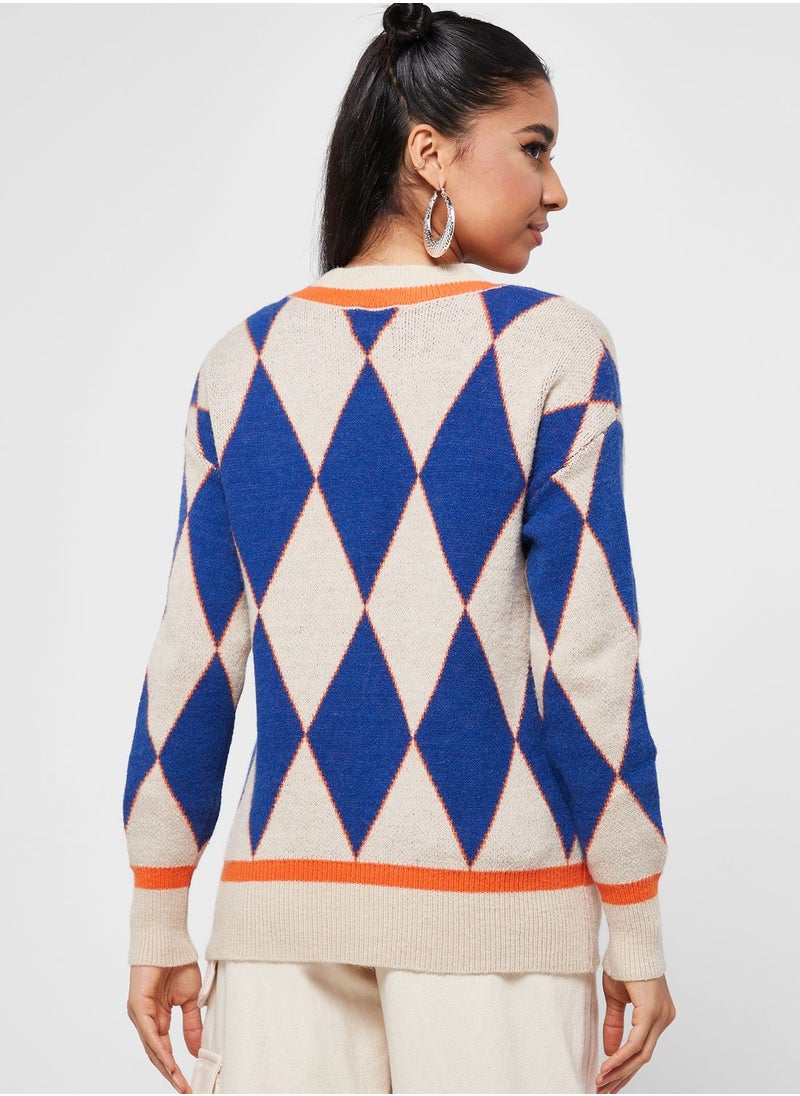Ginger - Diamond Intarsia Sweater - Image 1