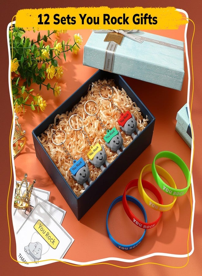 Gejoy 12 Set You Rock Positive Gifts Include 12 You Rock Mini Figurines Keychain 12 Silicone Bracelets 12 Positive Cards 12 Bags Encouragement Inspirational Miniatures Gifts for Coworker Employee Team - Image 4