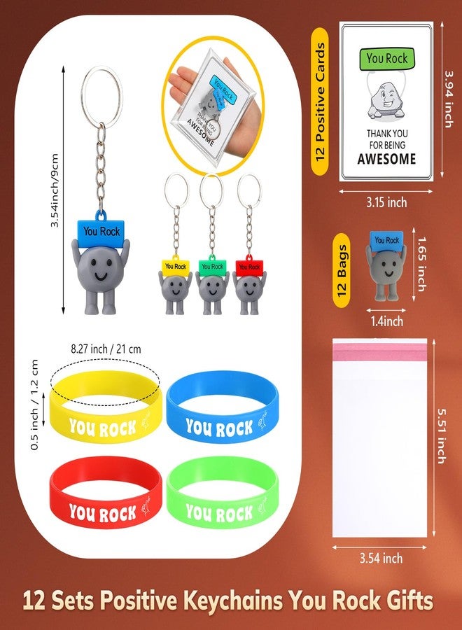 Gejoy 12 Set You Rock Positive Gifts Include 12 You Rock Mini Figurines Keychain 12 Silicone Bracelets 12 Positive Cards 12 Bags Encouragement Inspirational Miniatures Gifts for Coworker Employee Team - Image 2