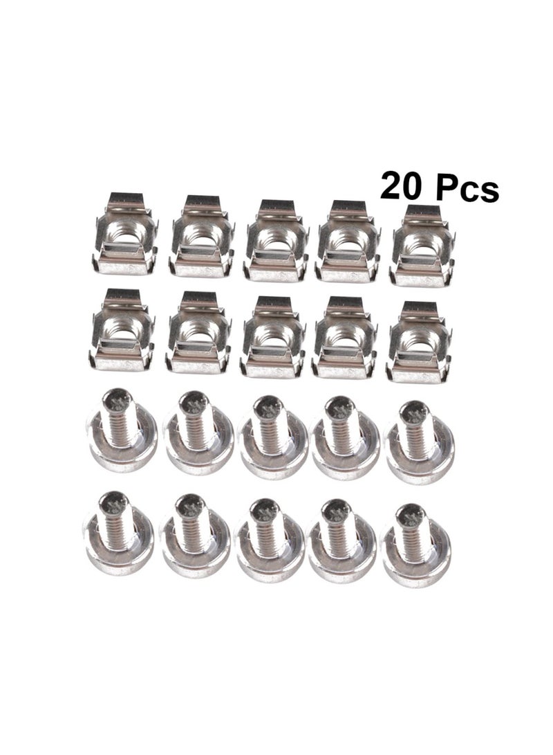 GGOOT 10pcs shelves nuts and screws cabinet screws carbon steel cabinet nuts equipment nuts and screws nylon washers t-nuts Cage Nuts and Mounting Screw m5 server frame Silver 1.6X1.1cm - Image 4