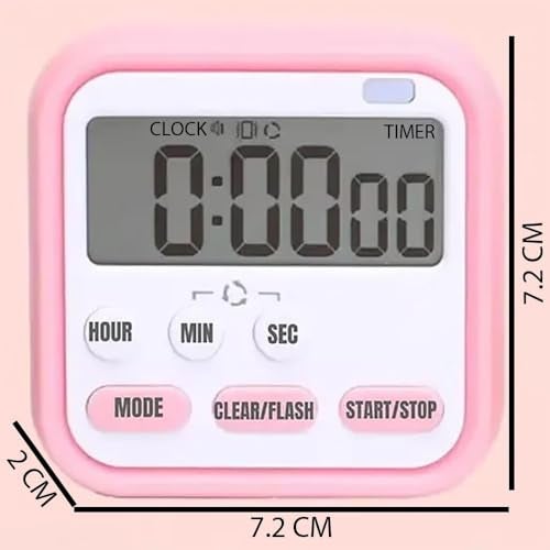 GNASTAS Digital Electronic Kitchen Timer & Stopwatch with LCD Display and Retractable Stand, Timing Alarm Clock for Cooking Without Batteries 1pc (Pink) - Image 4