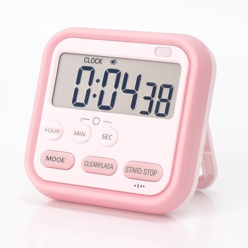GNASTAS Digital Electronic Kitchen Timer & Stopwatch with LCD Display and Retractable Stand, Timing Alarm Clock for Cooking Without Batteries 1pc (Pink) - Image 1