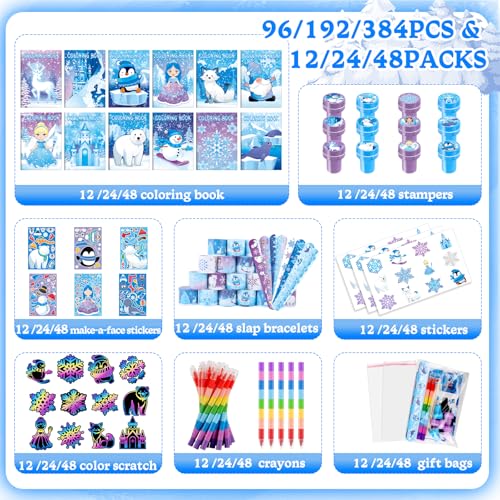 BenLouis 192pcs Frozen Party Favors Set for Kids Winter Snowflake Coloring Book Christmas School Classroom Gift Reward Prize Crafts Bulk for Students Frozen Birthday Goodie Bag Stuffers Supplies - Image 5