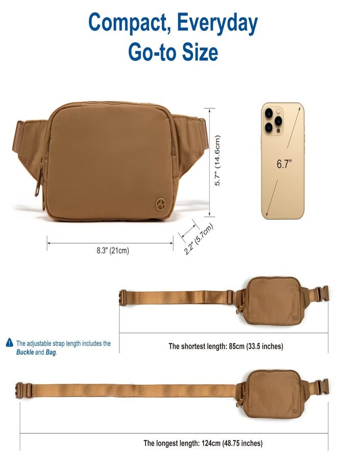 Pander حقيبة خصر كبيرة من باندر، سعة 2 لتر، مقاومة للماء، مناسبة لجميع الأماكن، للنساء والرجال، مزودة بحزام قابل للتعديل، لون بني كراميل، مقاس كبير، لون موحد - Image 4