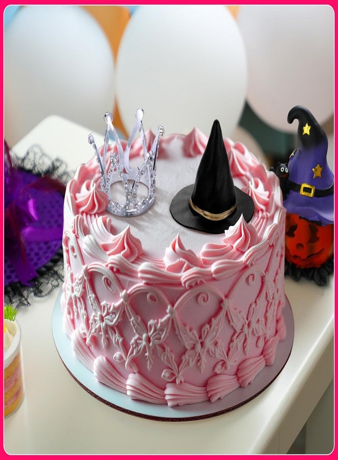 Burbell 2 Pack Witch Hat and Crown Cake Topper, Mini Wizard Hats Crown Cupcake Decorations for Birthday Party Supplies(Classic Style) - Image 4