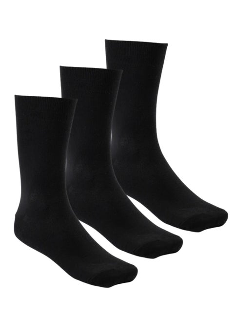 Cottonil Pack of 3 Cotton Casual Dress Classic Socks for Men - Black
