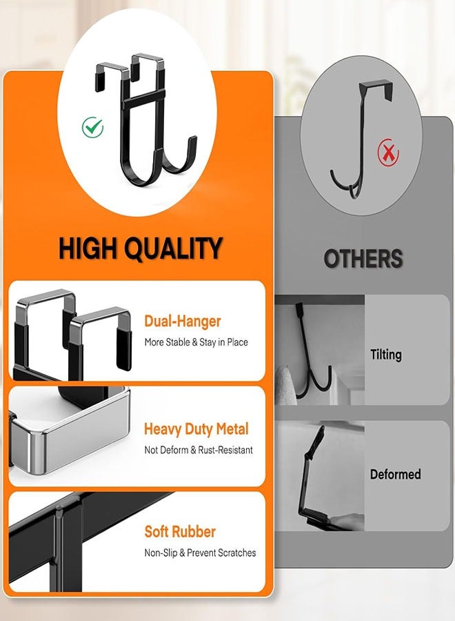 Over The Door Hook - 2 Pack Heavy Duty Dual-Hook Organizer Hanger with Non-Slip Rubber for Towels, Clothes, Hats & Bags Use in Bathroom, Bedroom, Kitchen - Image 3