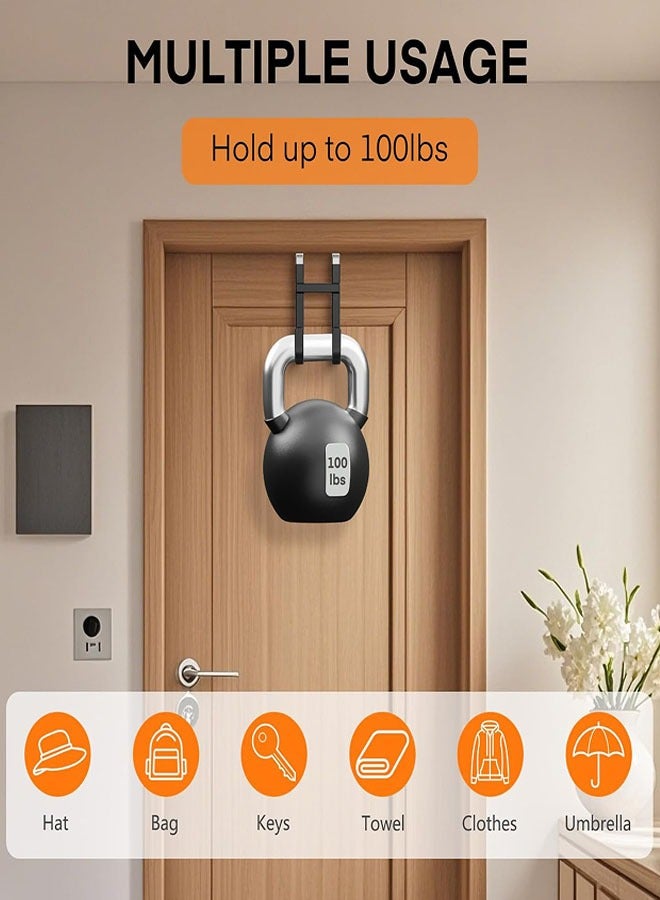 Over The Door Hook - 2 Pack Heavy Duty Dual-Hook Organizer Hanger with Non-Slip Rubber for Towels, Clothes, Hats & Bags Use in Bathroom, Bedroom, Kitchen - Image 4