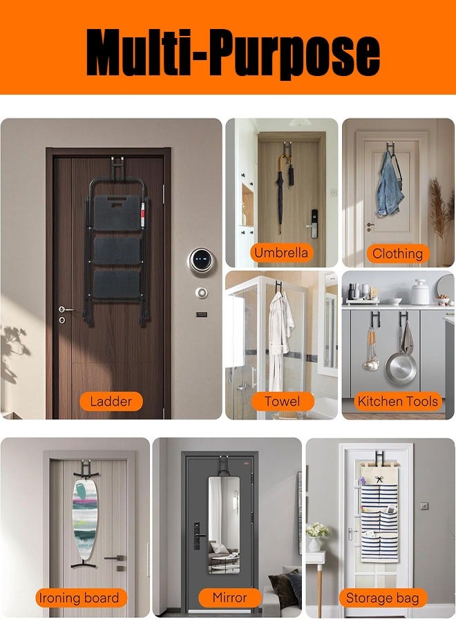 Over The Door Hook - 2 Pack Heavy Duty Dual-Hook Organizer Hanger with Non-Slip Rubber for Towels, Clothes, Hats & Bags Use in Bathroom, Bedroom, Kitchen - Image 5
