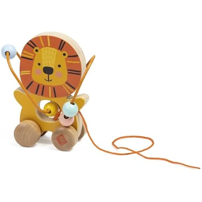 MINI LOOPING PUSH & PULL WOODEN TOY | EDUCATIONAL TODDLER TOYS| FOR LOGICCAL THINGKING AND EYE-HAND COORDINATION | LION | FOR 12M+ - Image 1