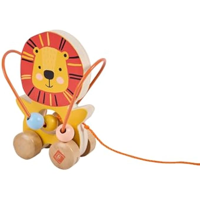 MINI LOOPING PUSH & PULL WOODEN TOY | EDUCATIONAL TODDLER TOYS| FOR LOGICCAL THINGKING AND EYE-HAND COORDINATION | LION | FOR 12M+ - Image 3